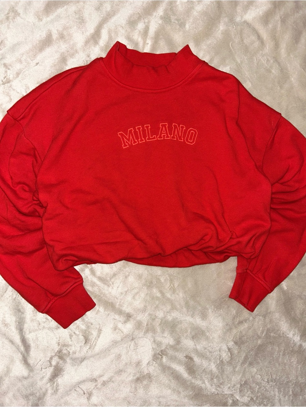 Forever 21 Red Milano Cropped Sweatshirt